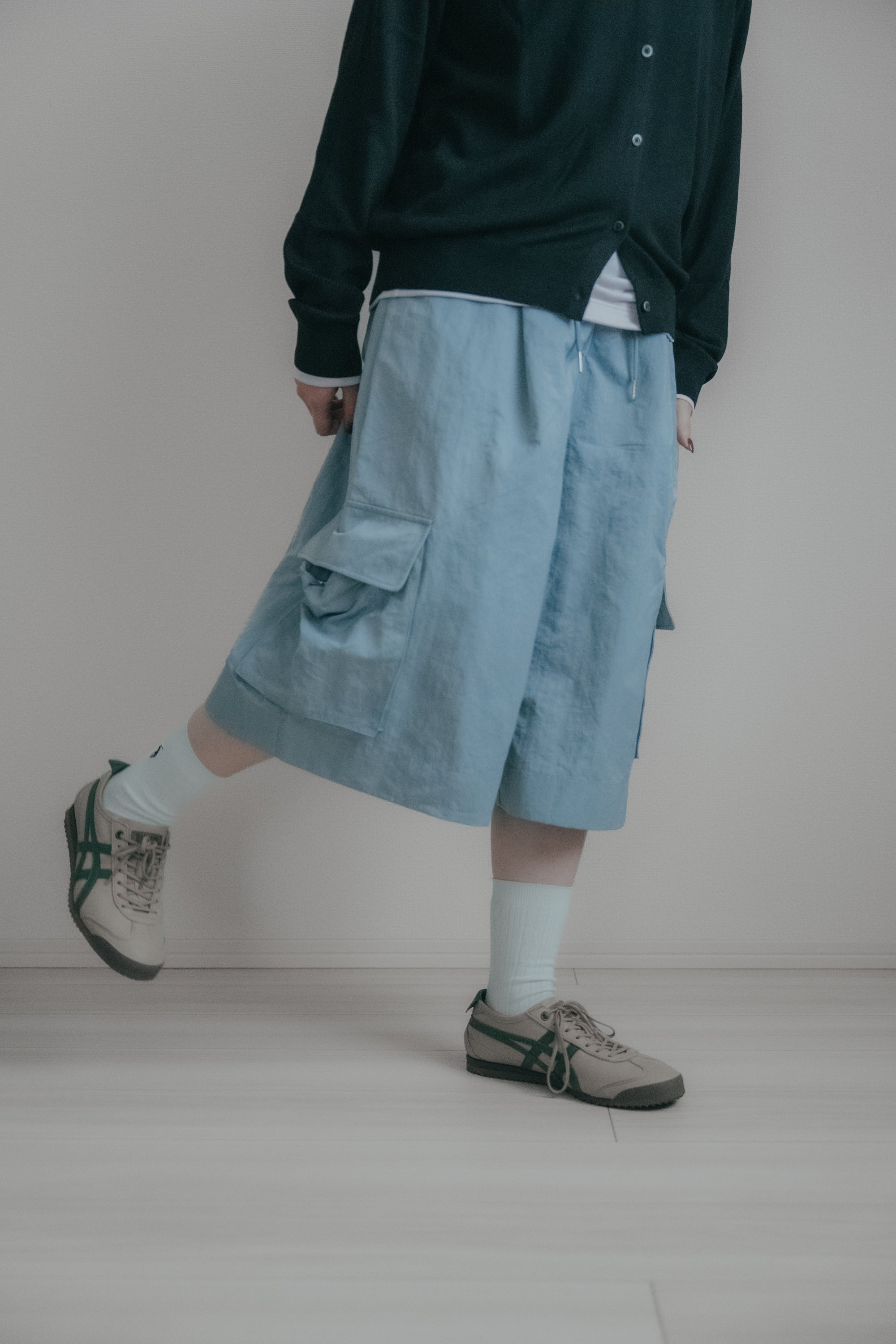 防撥水工裝百慕達短褲｜霧藍