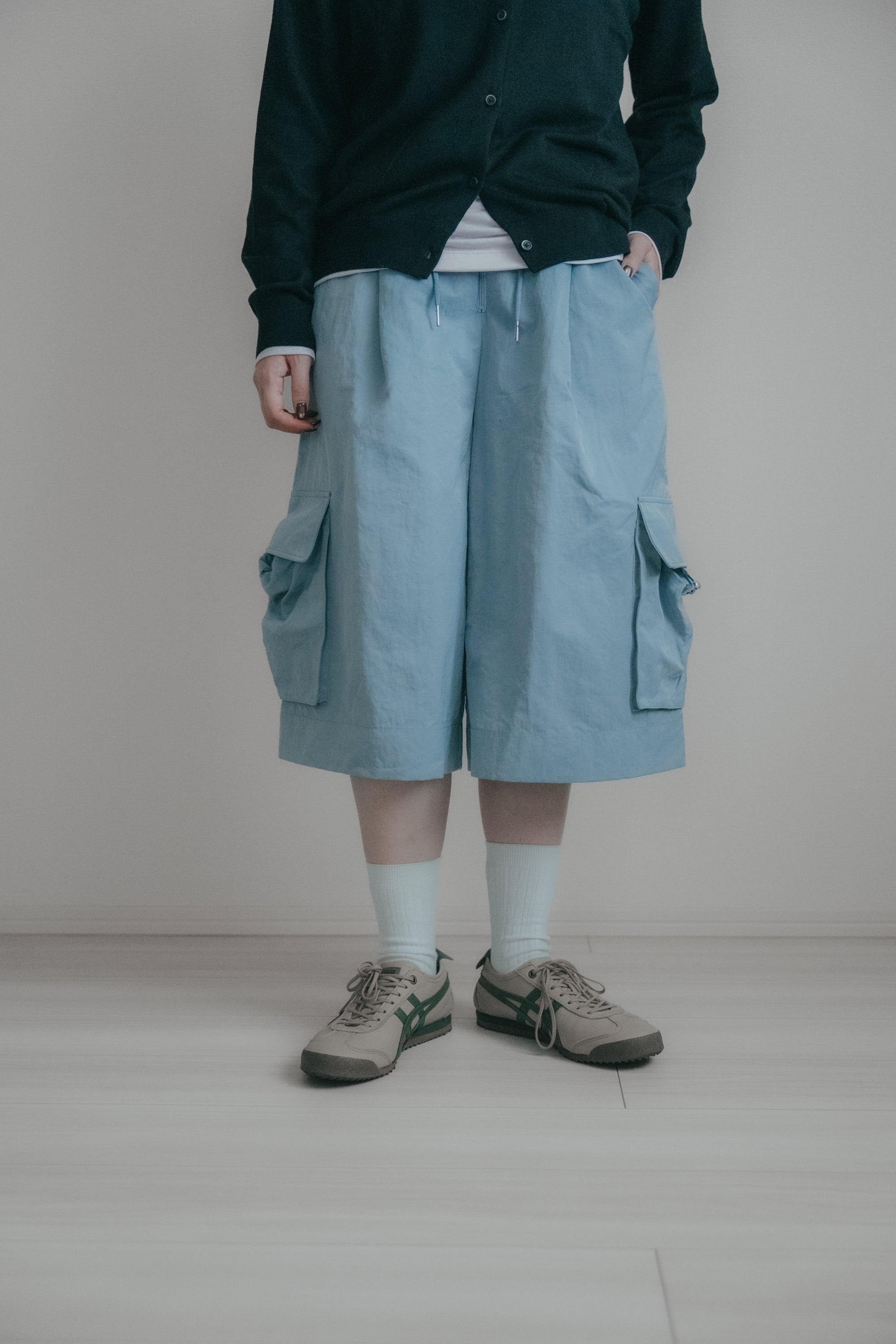 防撥水工裝百慕達短褲｜霧藍