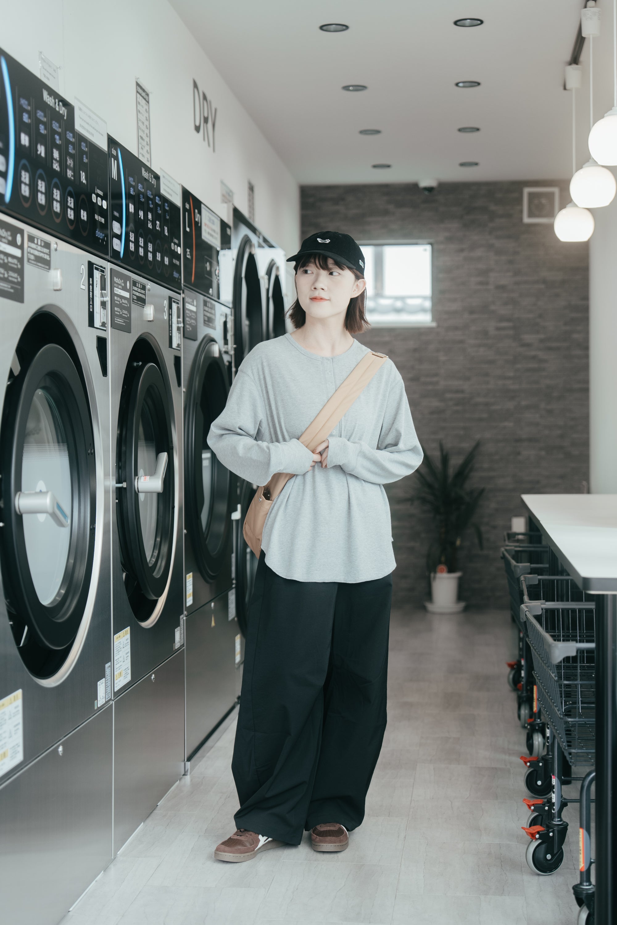 中性羅紋寬版長袖Ｔ｜素灰