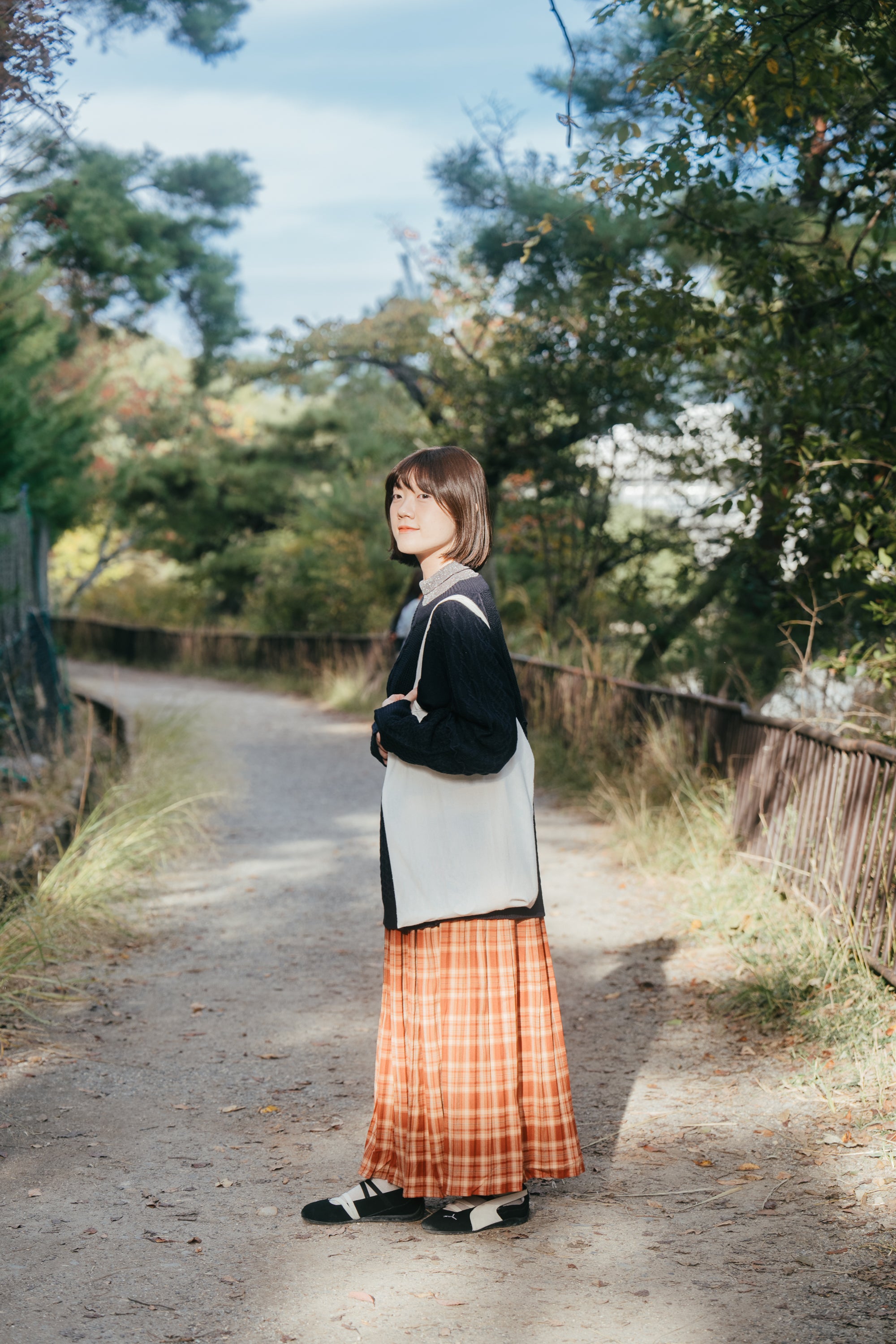 學院風格紋百褶裙｜紅棕