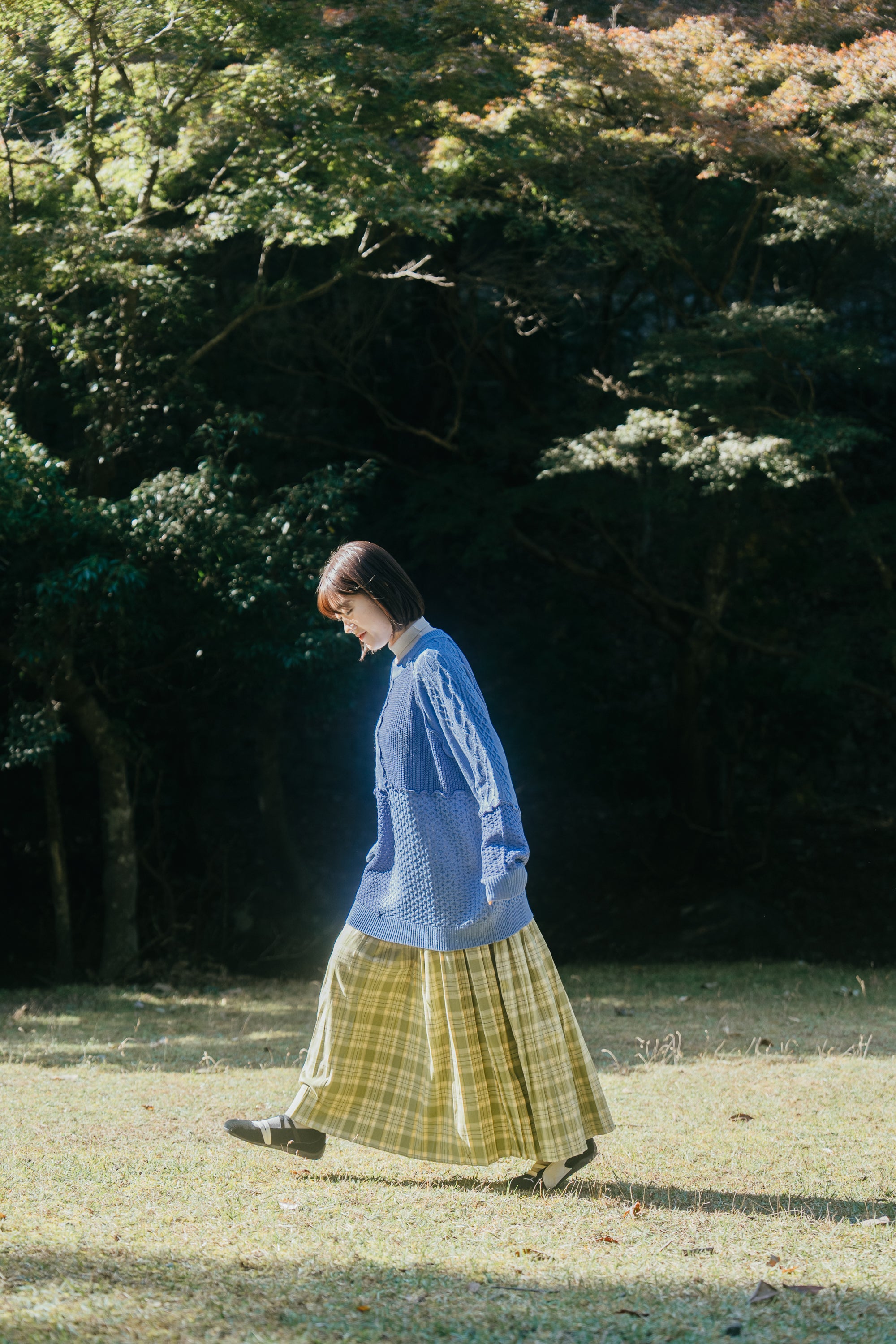 波浪麻花捲針織毛衣｜藍