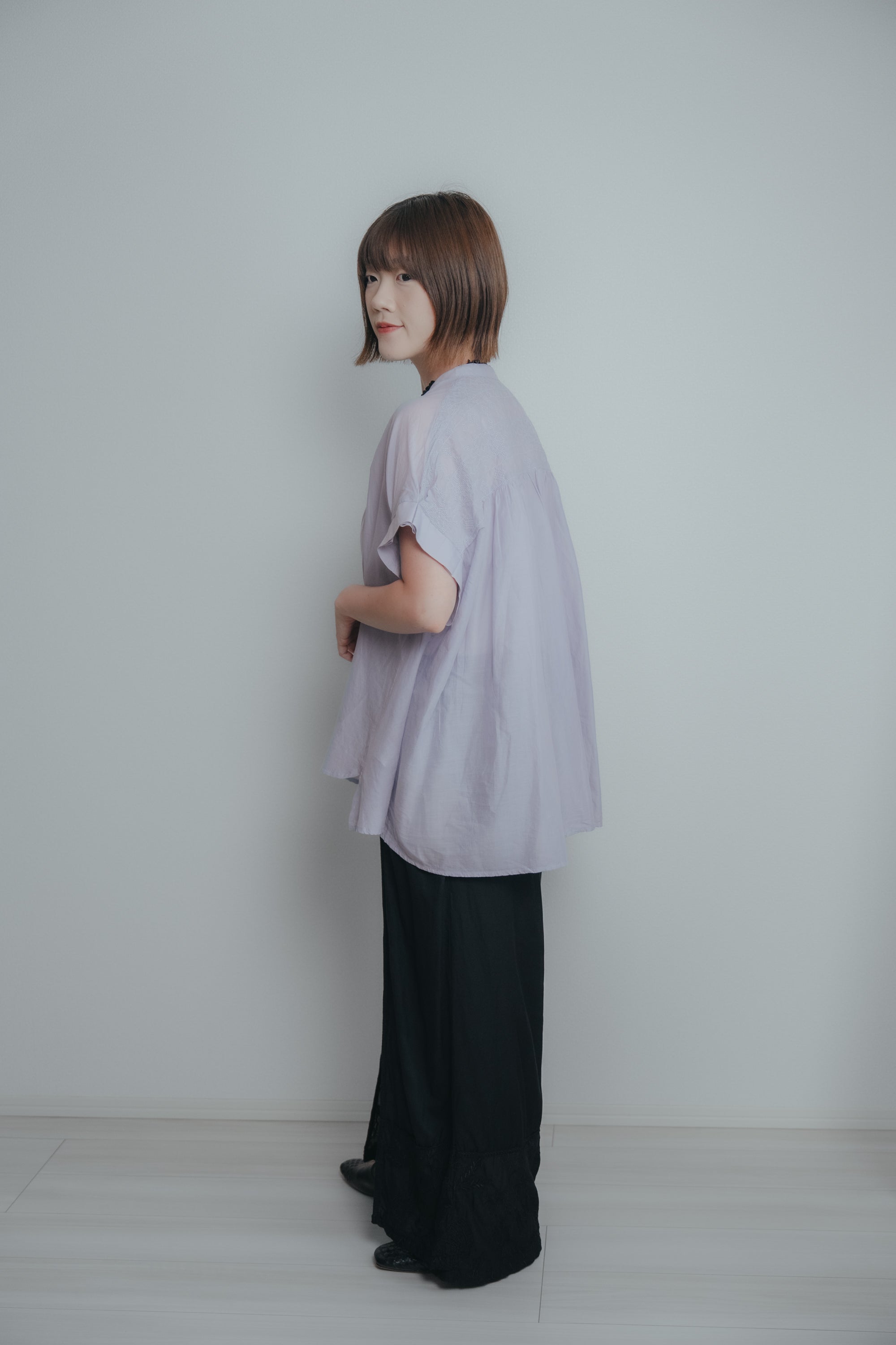 慵懶刺繡片裙褲｜黑