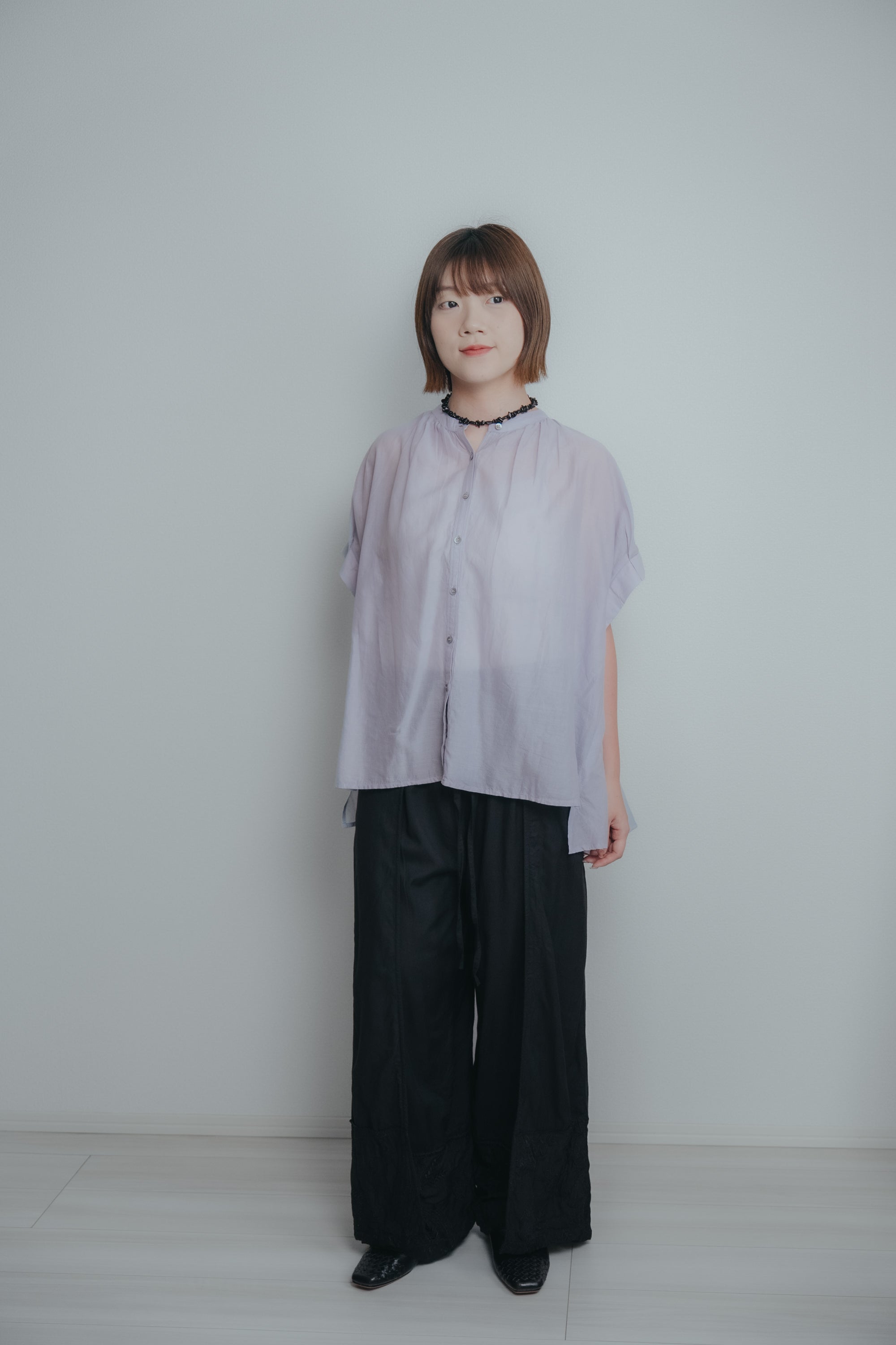 慵懶刺繡片裙褲｜黑