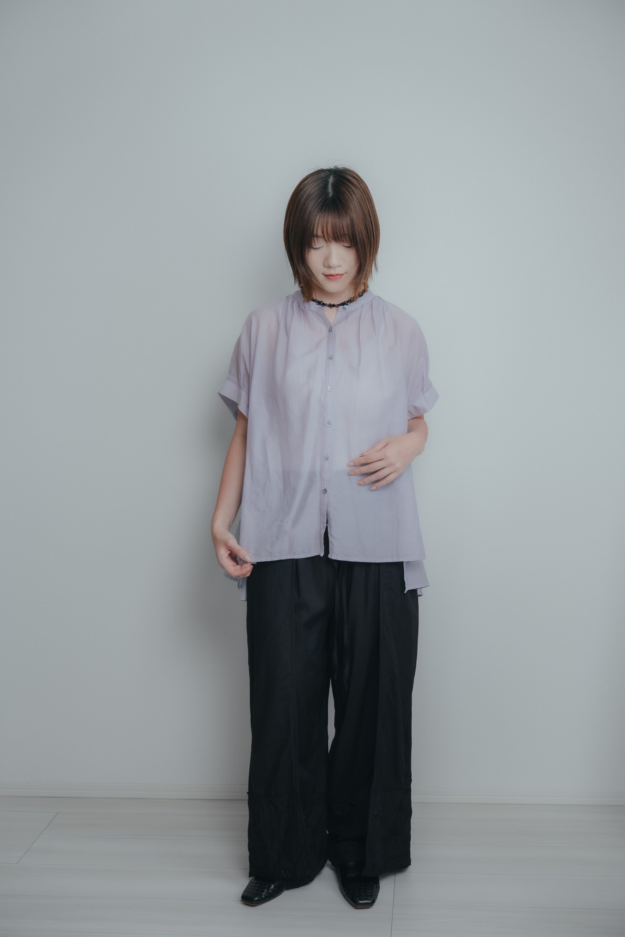 慵懶刺繡片裙褲｜黑